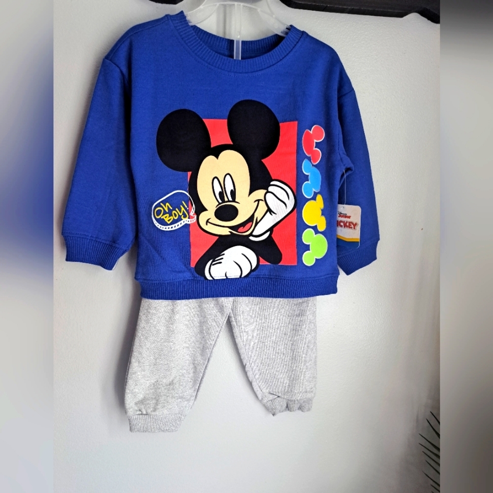Mickey Mouse Baby Fleece Pant Set 3T Sweatshirt and Pullon Pants NWT